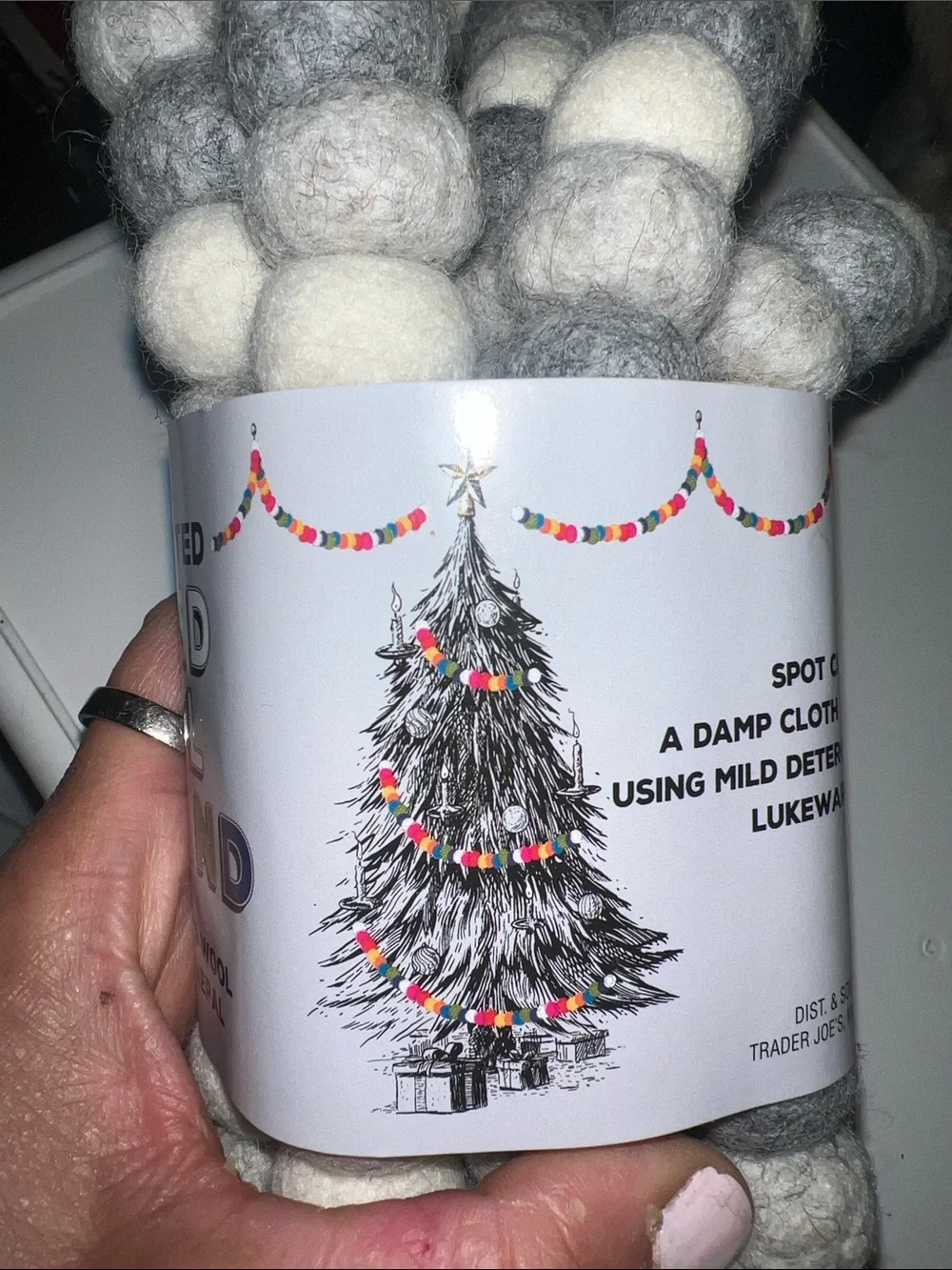 Trader Joe’s Handcrafted Felted Wool Garland - Gray & Cream
